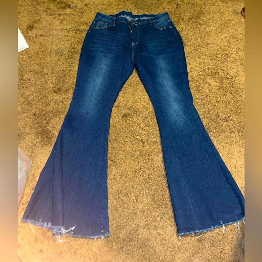 Blue jeans wide leg pants